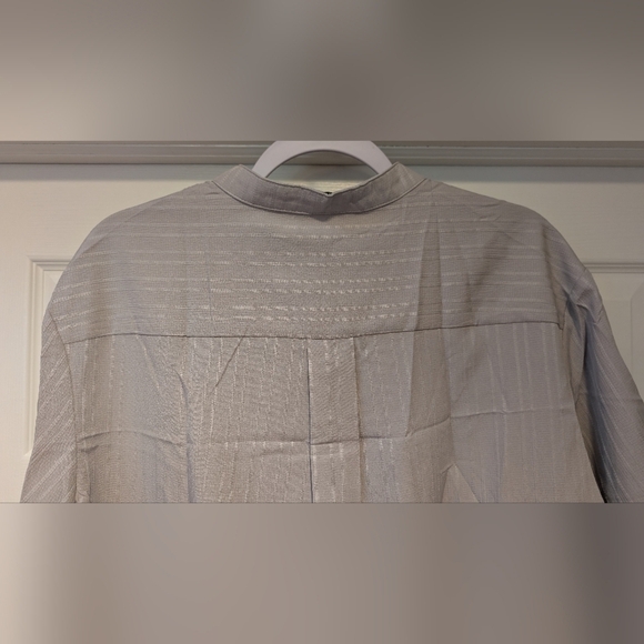 COOFANDY NWT Men's Gray Short Sleeve Striped Buttoned Casual Shirt Size Large - Picture 7 of 15